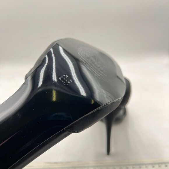 Pazzion Black Lizzie Satin Pointed Toe Rhinestone Ankle Strap D'Orsay Pump - Picture 6 of 8